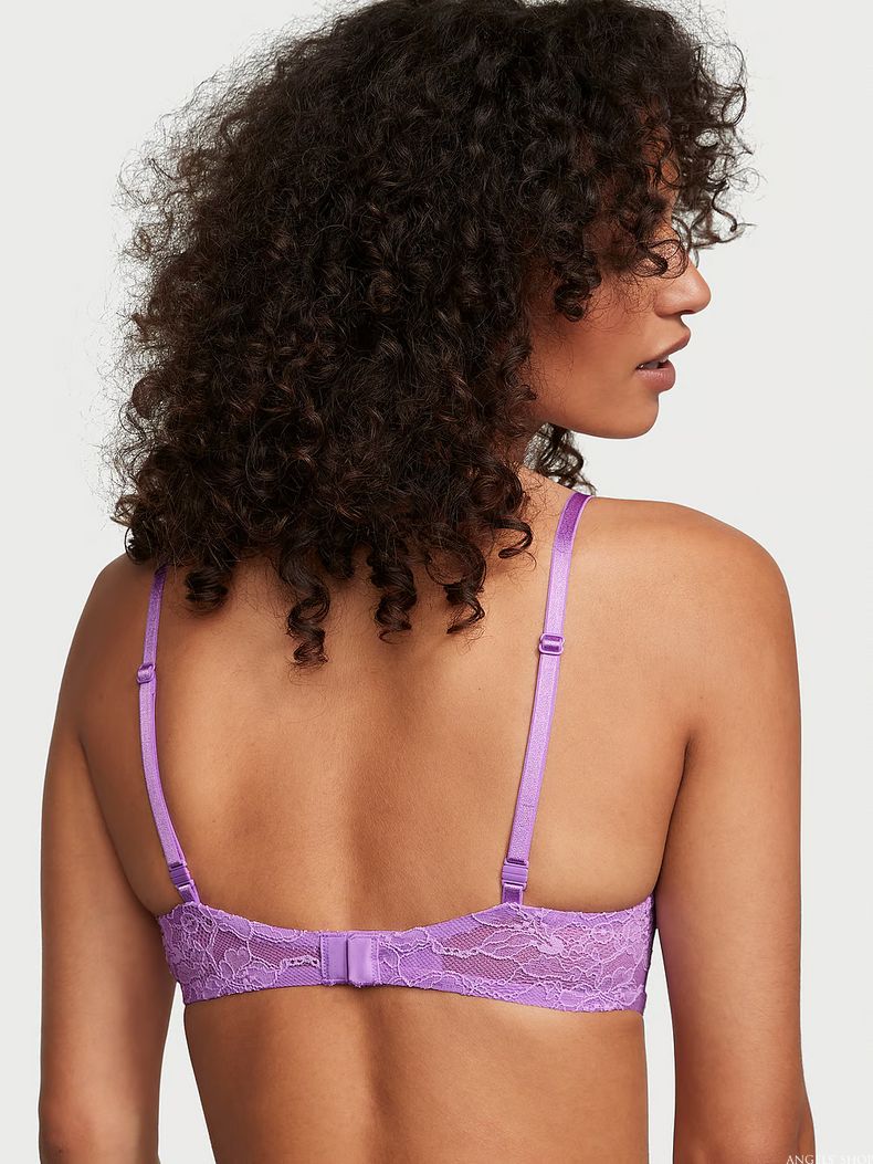 Фиолетовый бюстгальтер со стразами с пуш-ап Victoria's Secret Shine Cradle Lace Push-Up Bra, 32A