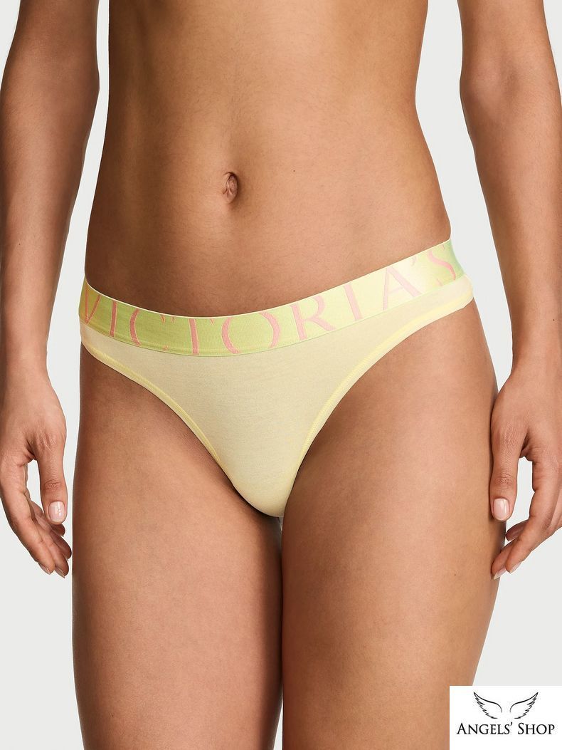 Желтые трусики-стринги Victoria&rsquo;s Secret Exploded Logo Cotton Thong желтый