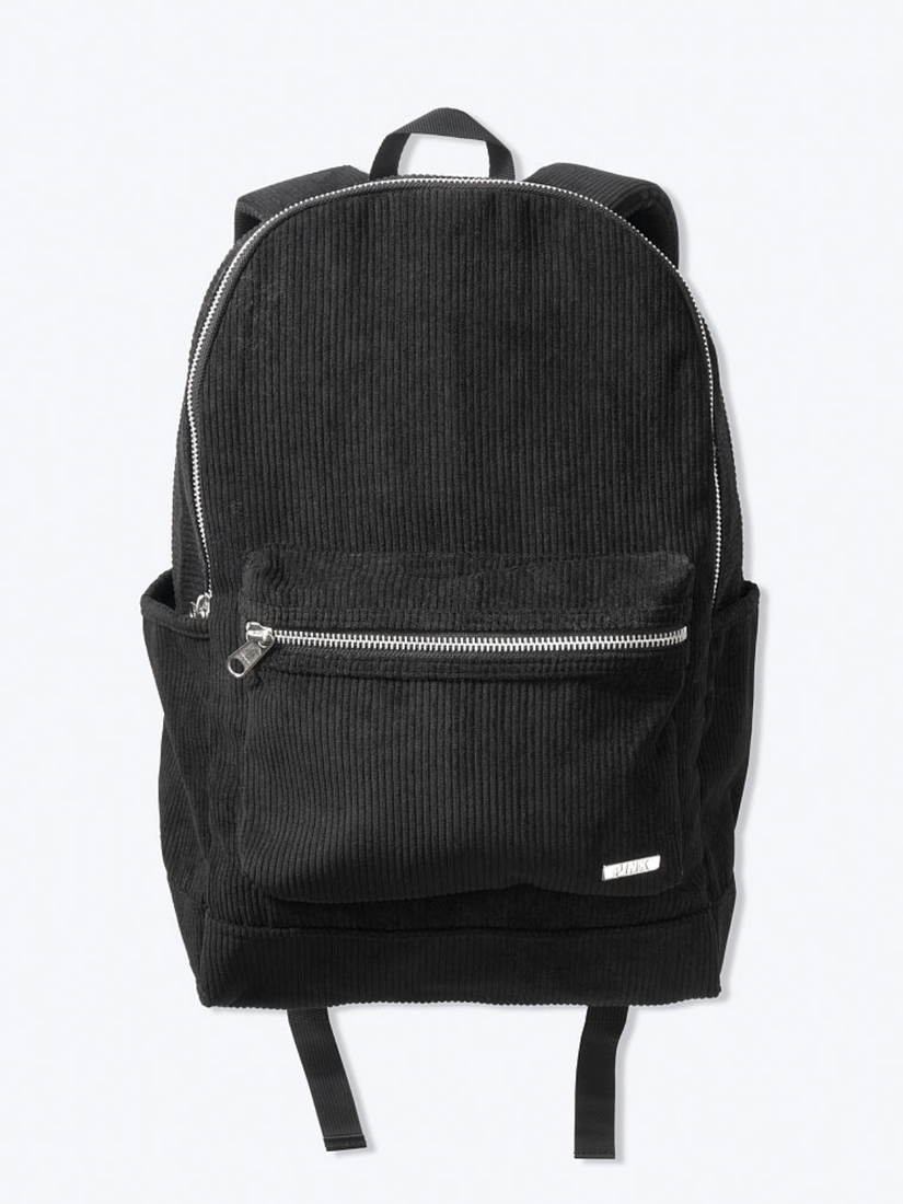 Черный вельветовый рюкзак Victoria’s Secret Corduroy Backpack Pink
