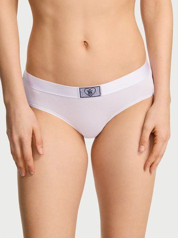 Фиолетовые трусики-слипы Logo Cotton Heart Shine Patch Hiphugger Panty Victoria's Secret фиолетовый