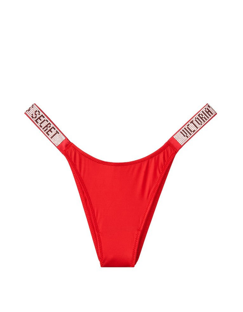 Жіночі червоні трусики зі стразами Victoria's Secret Logo Shine Strap Very Sexy, XS