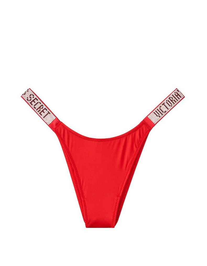 Женские красные трусики со стразами Victoria's Secret Logo Shine Strap Very Sexy, XS