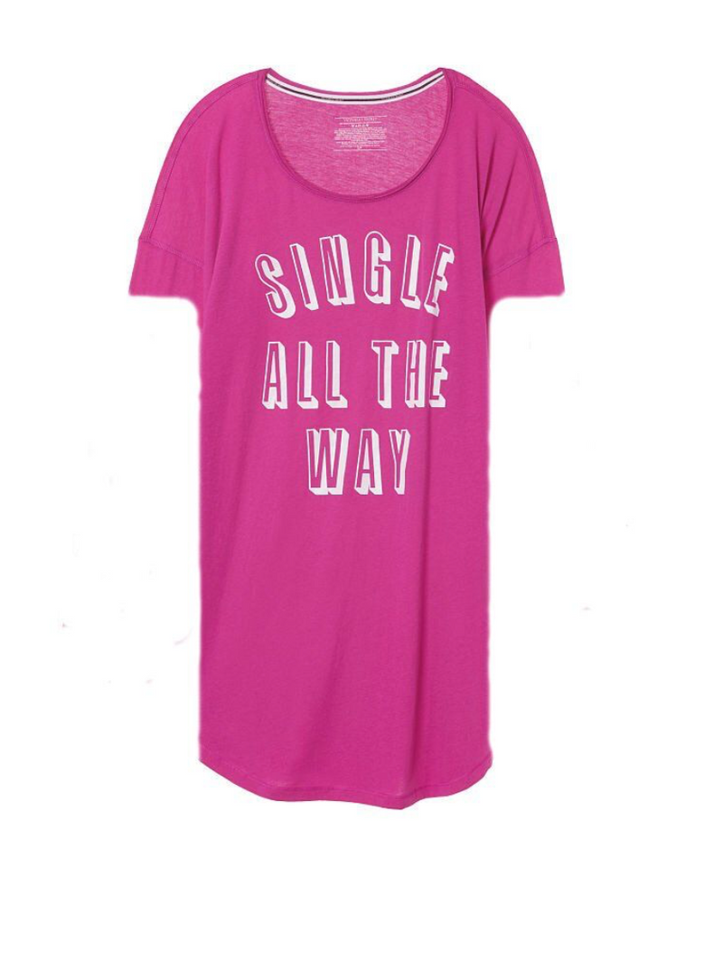 Розовая ночная рубашка с надписью Victoria’s Secret Long Sleeve Sleep Shirt, XS