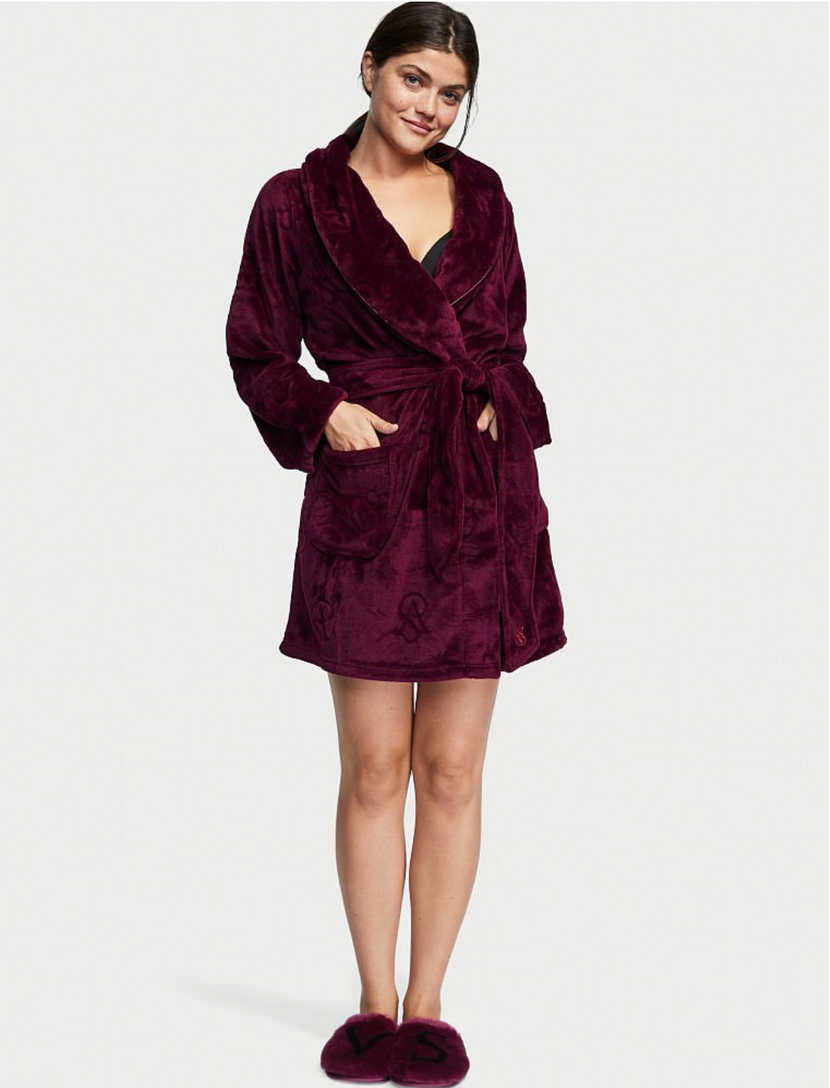 Теплий плюшевий халат Victoria’s Secret Logo Short Cozy Robe, XS\S