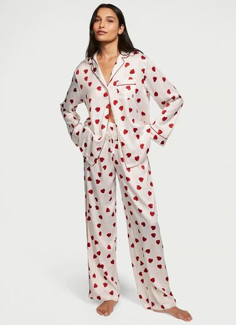 Белая сатиновая пижама Victoria's Secret The Satin Long PJ Set, XS