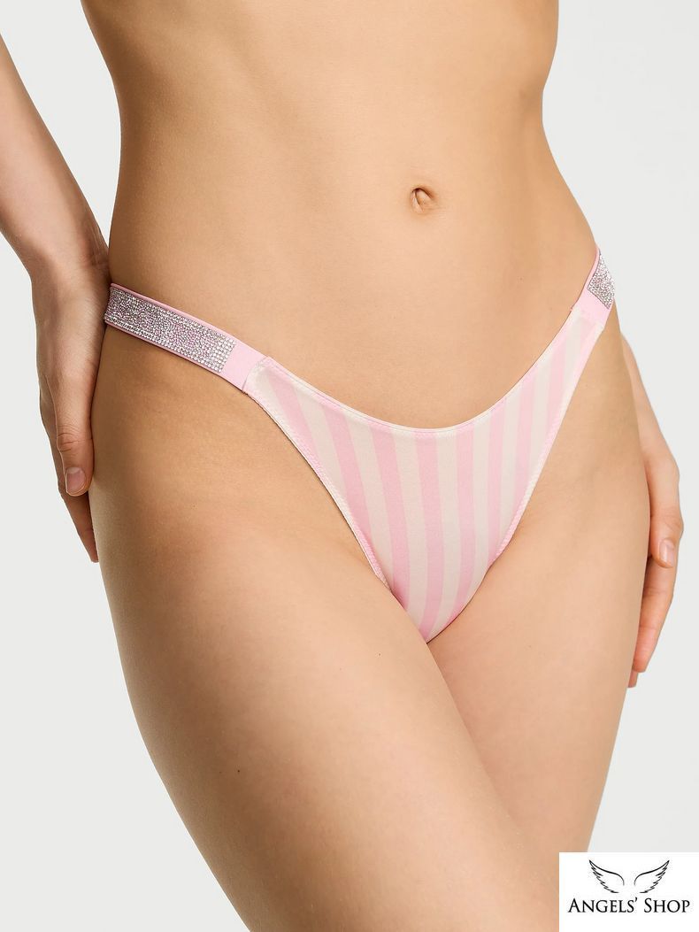 Розовые трусики-бразилианы в полоску Shine Strap Brazilian Panty розовый