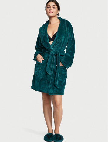 Теплый плюшевий халат Victoria’s Secret Logo Short Cozy Robe, XS\S