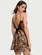 Сатиновий пеньюар з мереживом леопардовий Satin Rose Lace-Trim Mini Slip Dress леопардовий