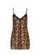 Сатиновий пеньюар з мереживом леопардовий Satin Rose Lace-Trim Mini Slip Dress леопардовий