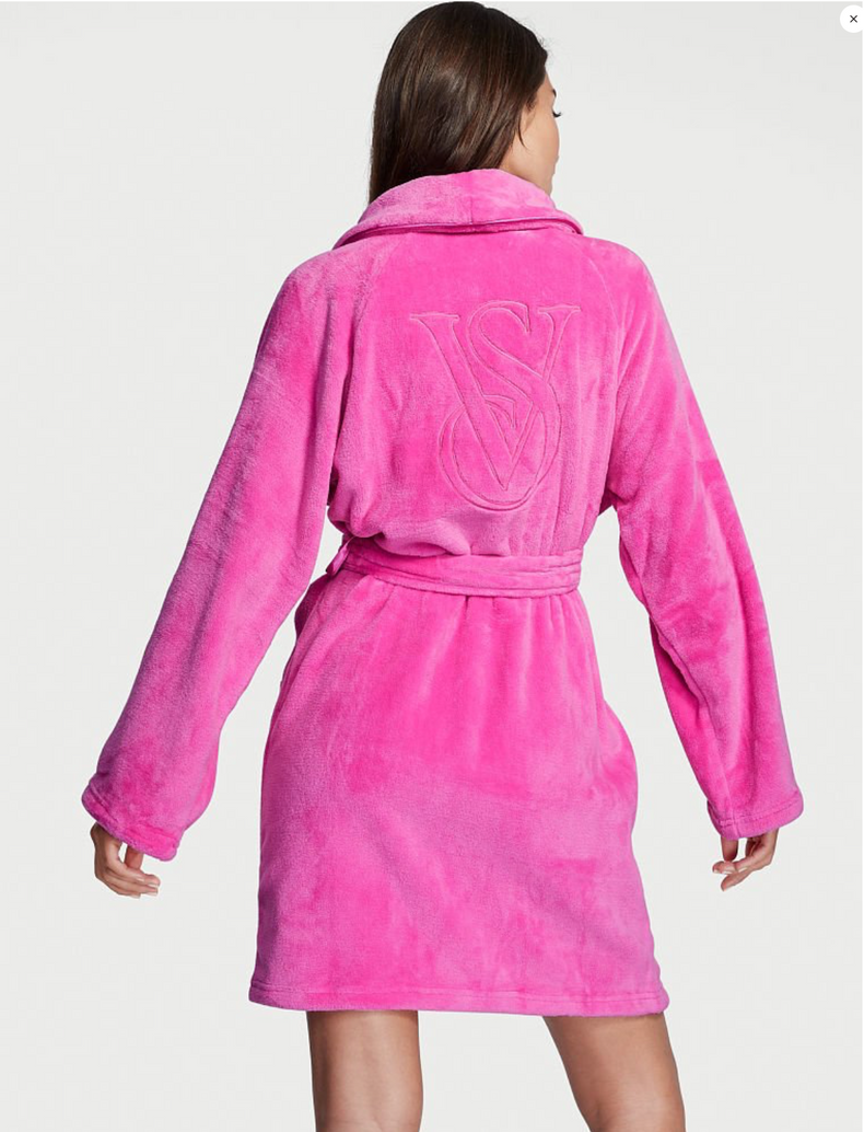 Теплый плюшевий халат Victoria’s Secret Logo Short Cozy Robe, XS\S