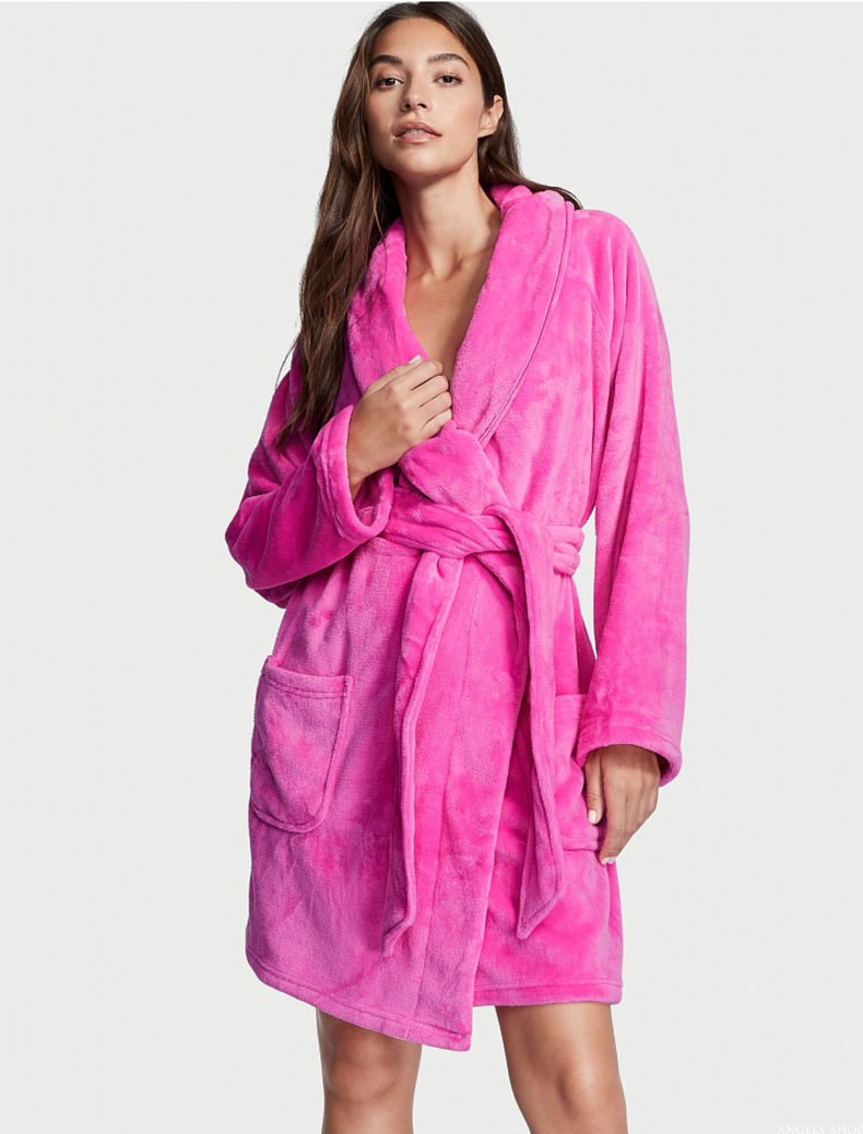 Теплый плюшевий халат Victoria’s Secret Logo Short Cozy Robe, XS\S