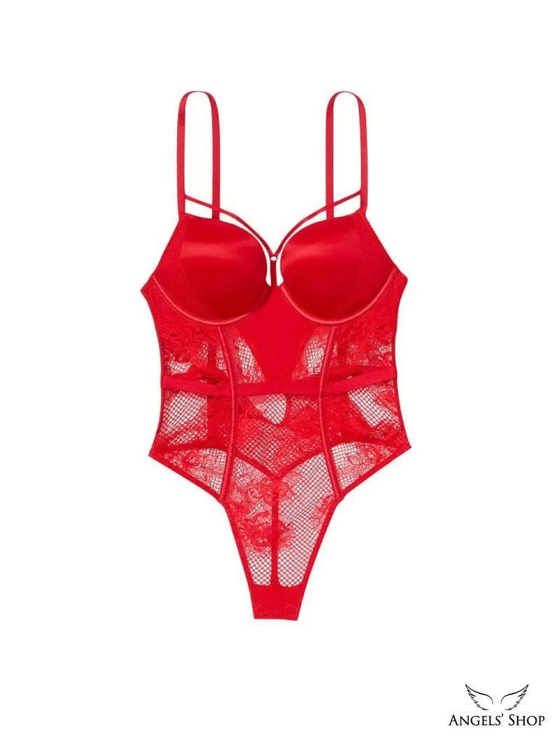 Красное кружевное боди с двойным пуш-ап Victoria's Secret Bombshell Add-2-cups