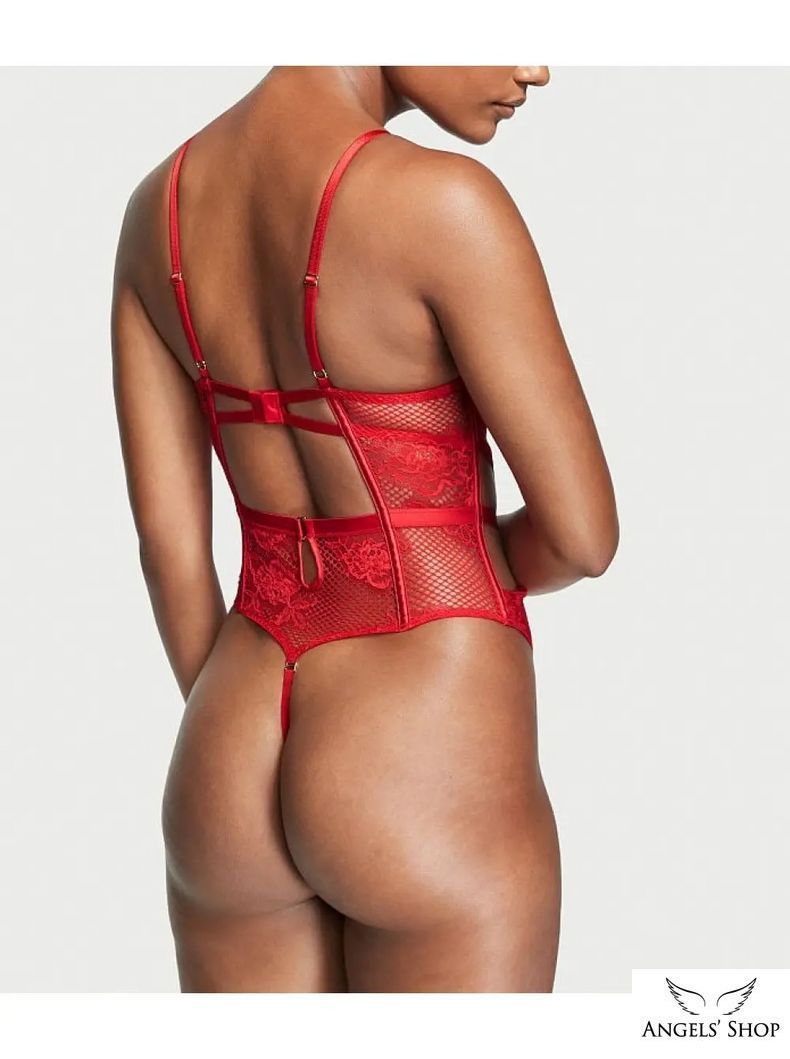 Красное кружевное боди с двойным пуш-ап Victoria's Secret Bombshell Add-2-cups