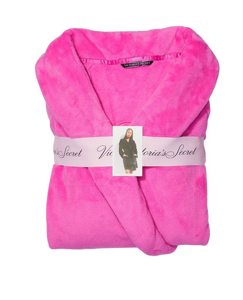 Теплый плюшевий халат Victoria’s Secret Logo Short Cozy Robe, XS\S