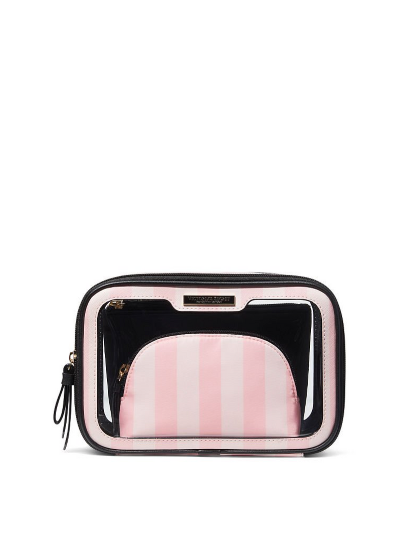 Набор из 3 косметичек Victoria’s Secret Beauty Bag Pink Stripe