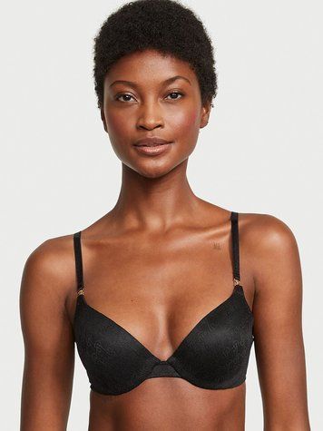 Черный кружевной бюстгальтер с пуш-апом Victoria's Secret Push Up Lace Bra, 32D