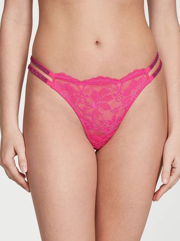 Женские трусики бразилианы со стразами Double Shine Strap Lace Victoria's Secret, ХS