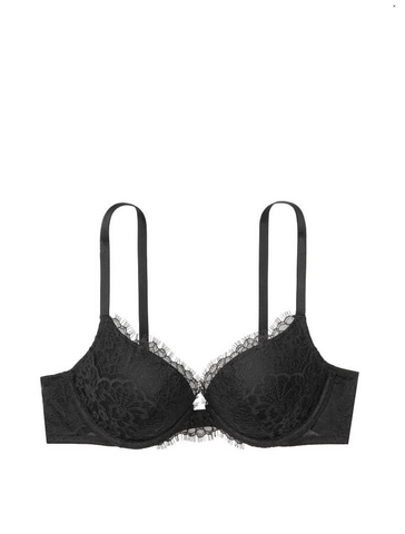 Черный кружевной бюстгальтер с пуш-апом Victoria's Secret Dream Angels  Push-Up Bra