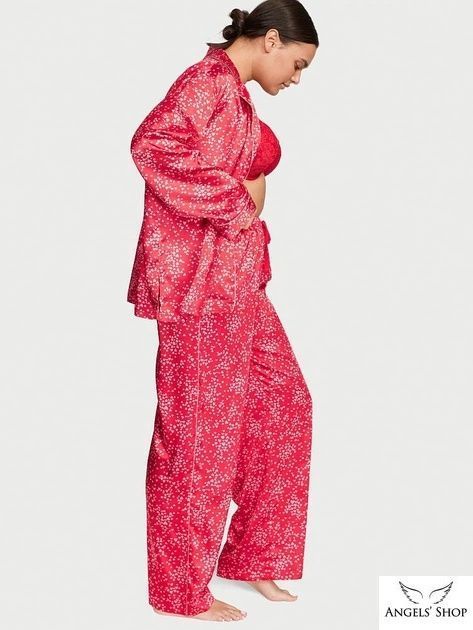Сатинова піжама Satin Long Pajama Set Victoria's Secret