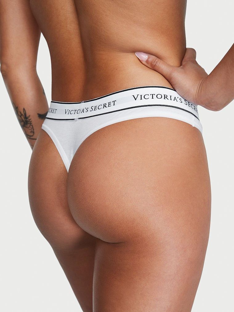 Женские белые коттоновые трусики стринги Victoria's Secret, XS