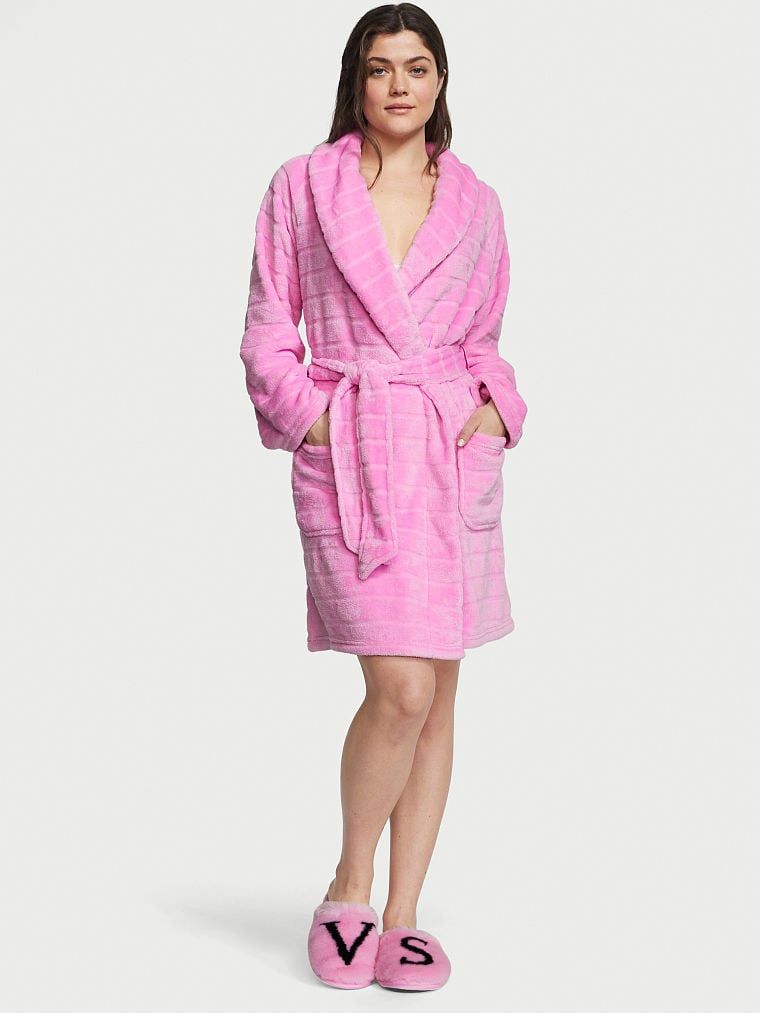 Розовый плюшевый халат Victoria’s Secret, XS\S