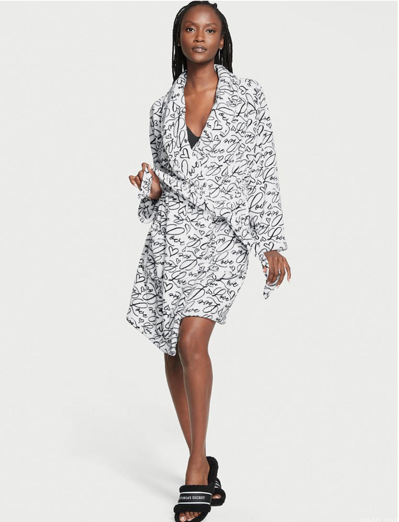 Теплый плюшевий халат Victoria’s Secret Logo Short Cozy Robe, XS\S