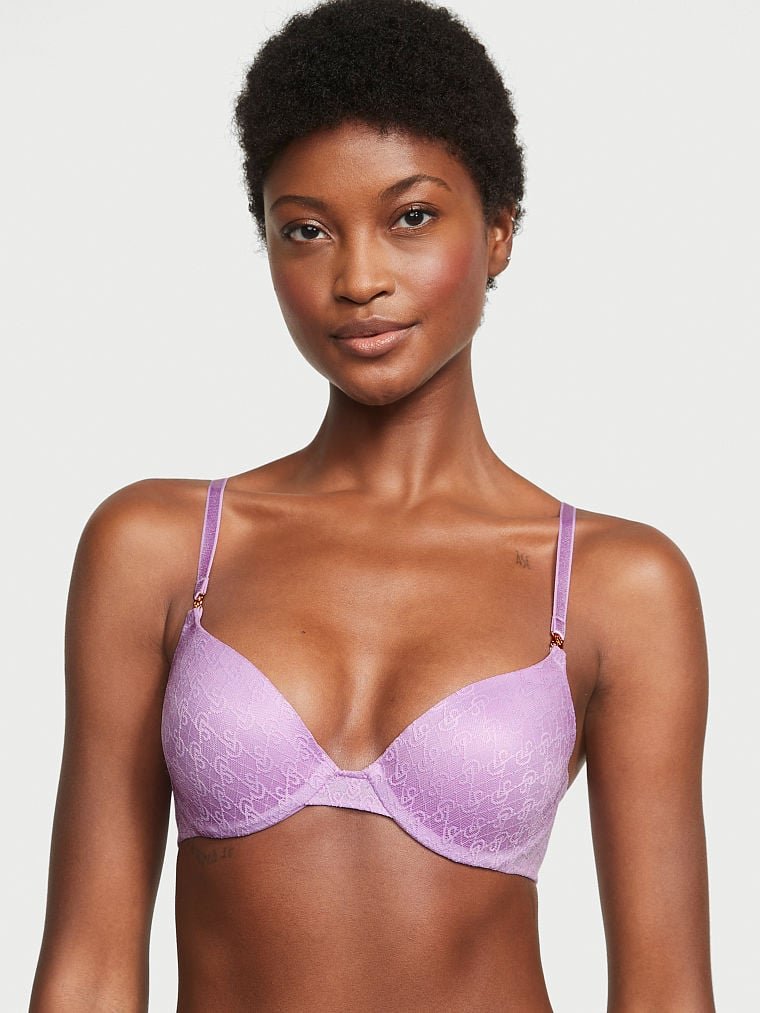 Фиолетовый кружевной бюстгальтер с пуш-апом Victoria's Secret Push Up Lace Bra, 32C