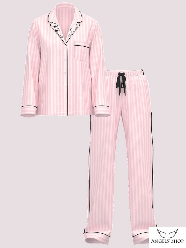 Пижама фланель Victoria's secret Flannel Long Pajama Set в полоску